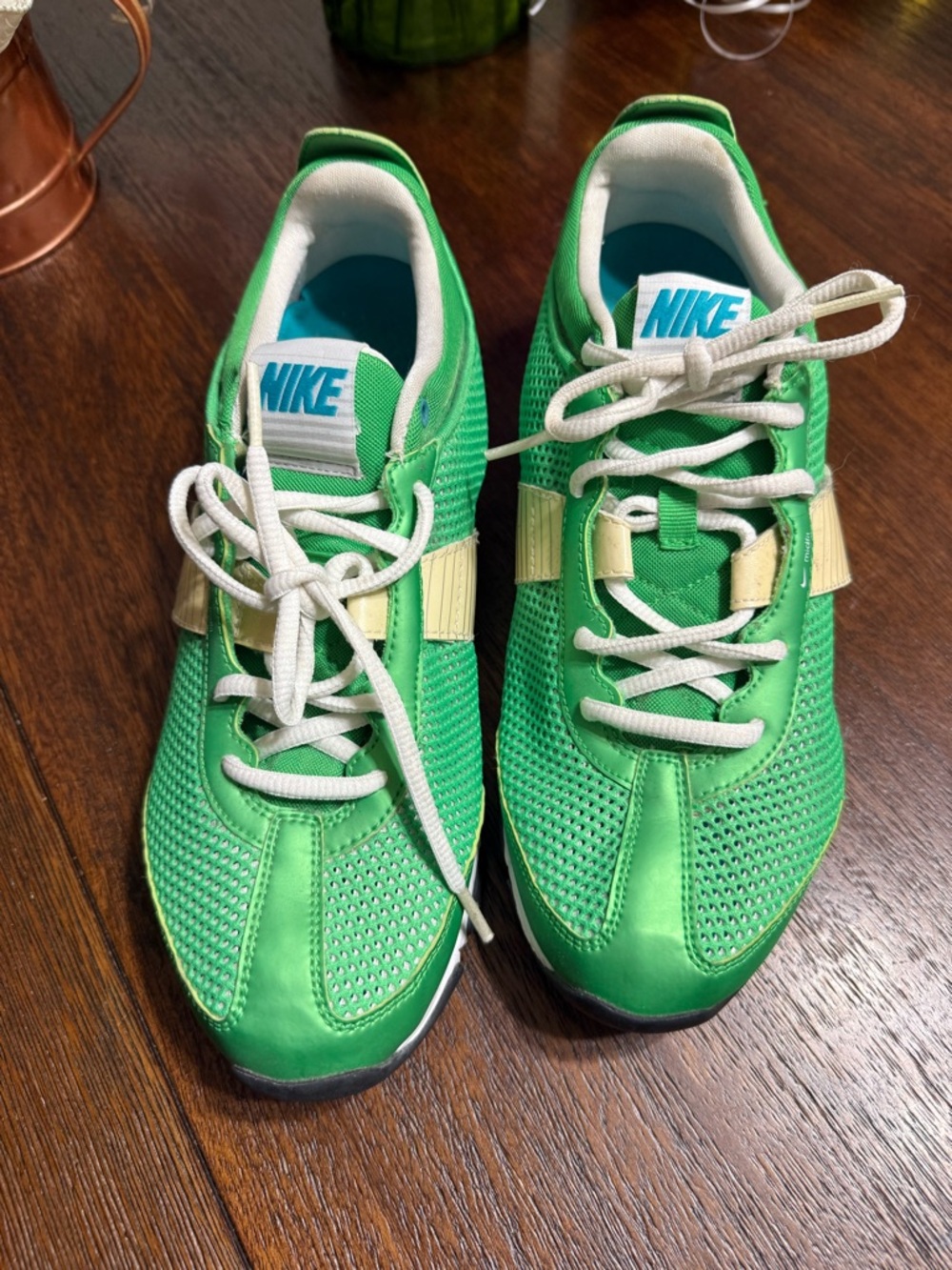 Nike Women Bright Green Mesh Sneakers with White Laces
